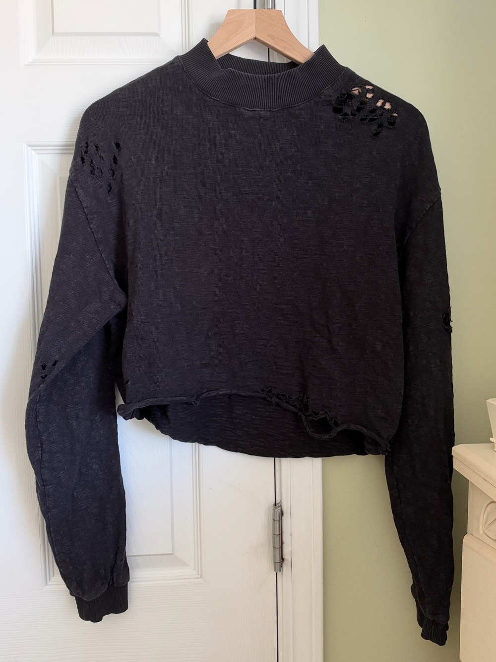 Thom Krom Distressed Long Sleeve Sweatshirt Size S